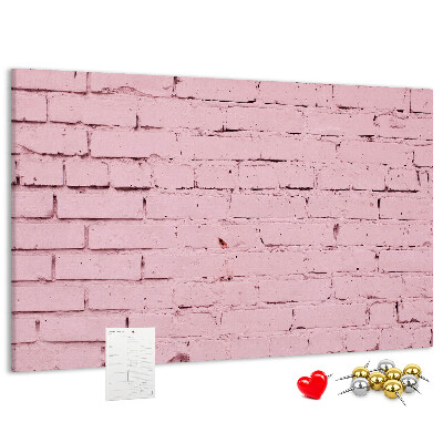 Bacheca in sughero con texture effetto muro di mattoni rosa