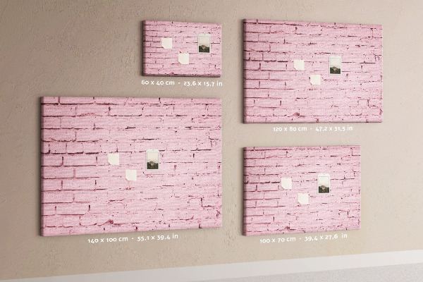 Bacheca in sughero con texture effetto muro di mattoni rosa
