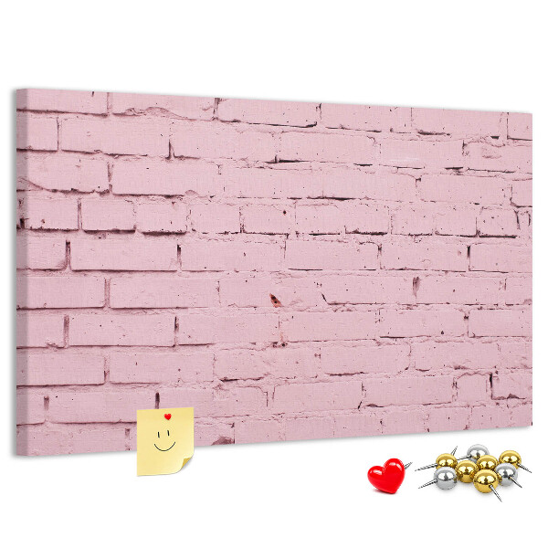 Bacheca in sughero con texture effetto muro di mattoni rosa