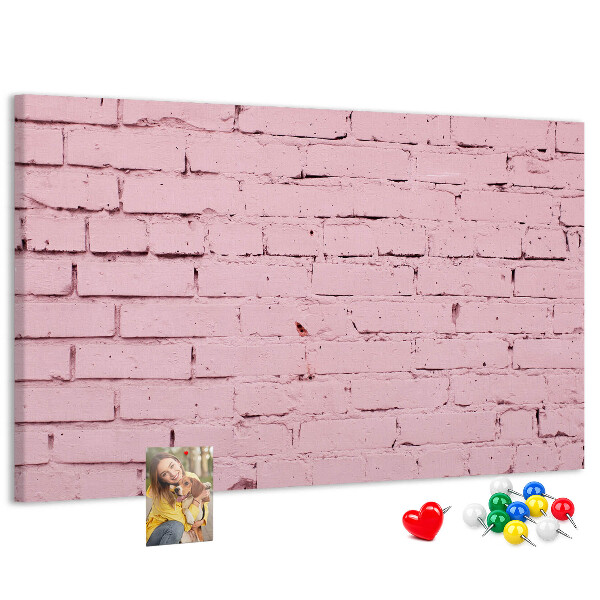 Bacheca in sughero con texture effetto muro di mattoni rosa