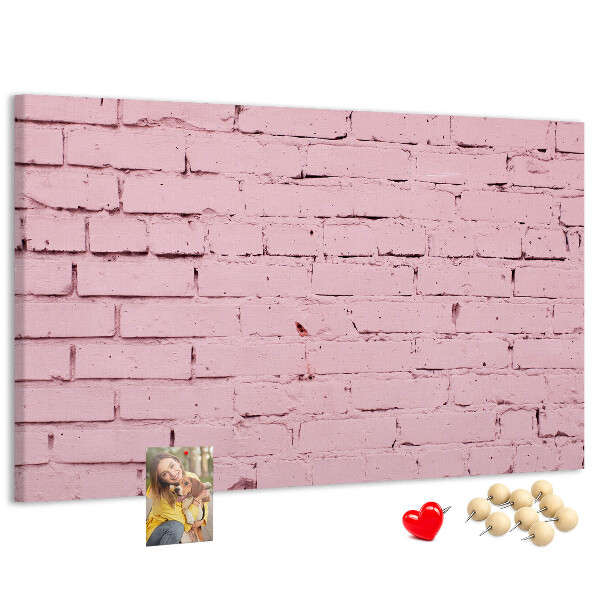Bacheca in sughero con texture effetto muro di mattoni rosa