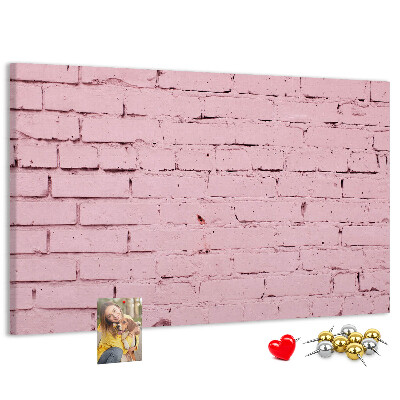 Bacheca in sughero con texture effetto muro di mattoni rosa