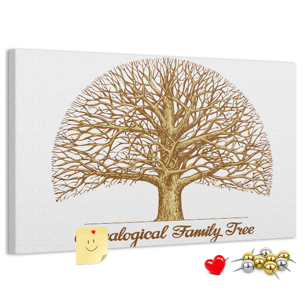 Bacheca in sughero con design ad albero genealogico