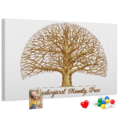 Bacheca in sughero con design ad albero genealogico