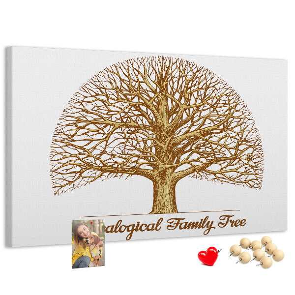 Bacheca in sughero con design ad albero genealogico