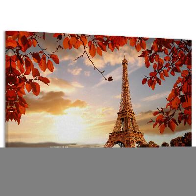 Lavagna di sughero con stampa raffigurante la Torre Eiffel in un paesaggio autunnale