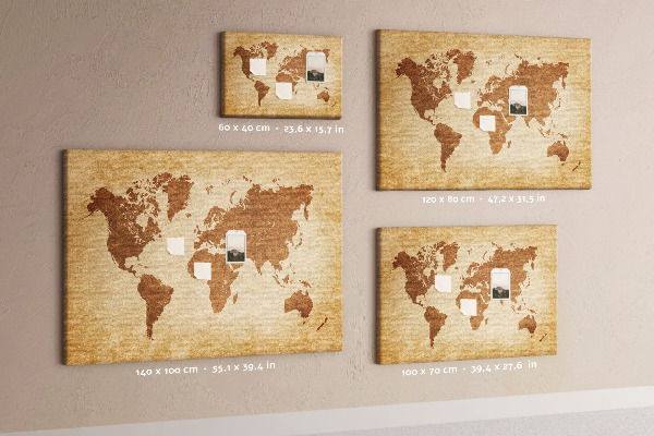 Lavagna di sughero mappa del mondo antico nei toni del marrone