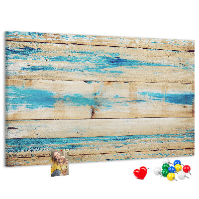 Bacheca in sughero tavole rustiche nelle tonalità del blu