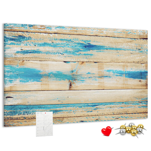 Bacheca in sughero tavole rustiche nelle tonalità del blu