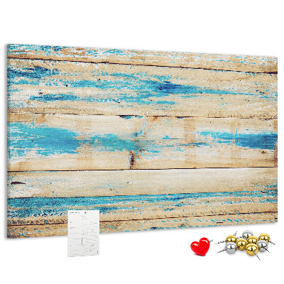 Bacheca in sughero tavole rustiche nelle tonalità del blu