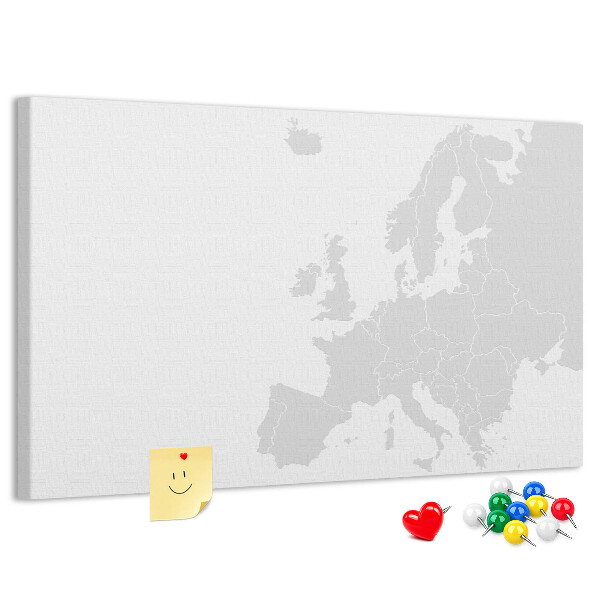 Bacheca in sughero mappa dell'Europa per segnare le posizioni