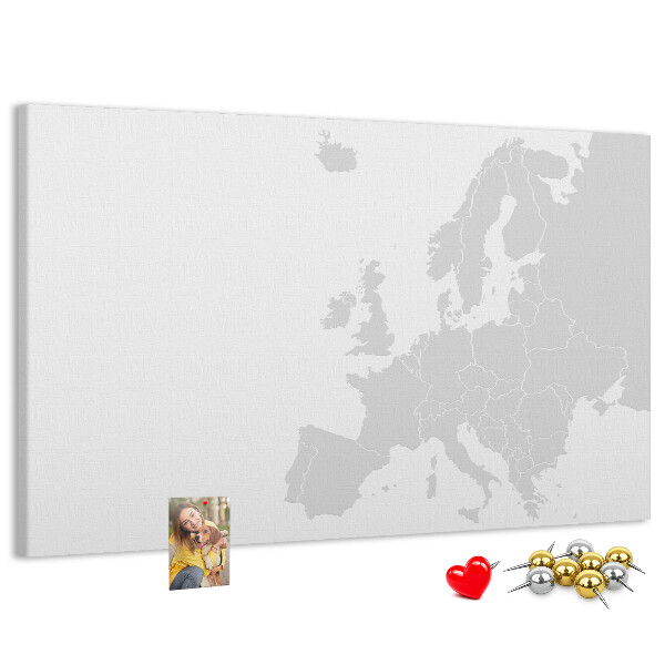 Bacheca in sughero mappa dell'Europa per segnare le posizioni