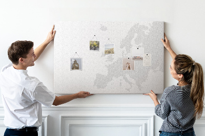Bacheca in sughero mappa dell'Europa per segnare le posizioni