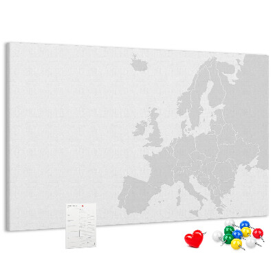 Bacheca in sughero mappa dell'Europa per segnare le posizioni