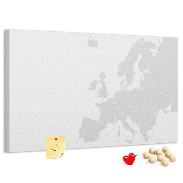 Bacheca in sughero mappa dell'Europa per segnare le posizioni