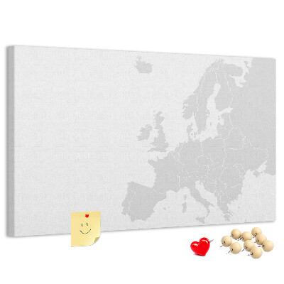Bacheca in sughero mappa dell'Europa per segnare le posizioni