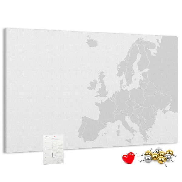 Bacheca in sughero mappa dell'Europa per segnare le posizioni