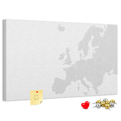 Bacheca in sughero mappa dell'Europa per segnare le posizioni