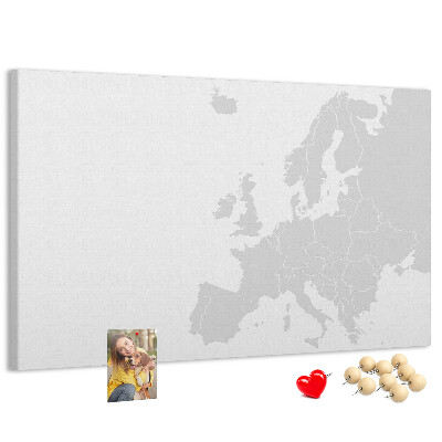 Bacheca in sughero mappa dell'Europa per segnare le posizioni