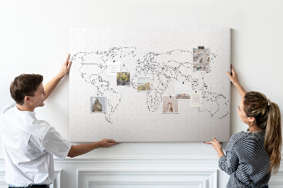 Bacheca in sughero mappa del mondo da colorare e personalizzare