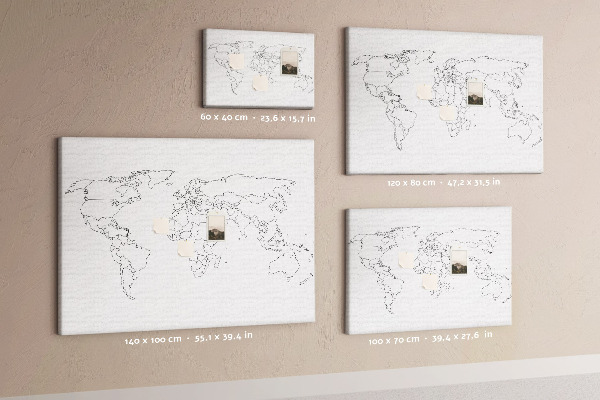 Bacheca in sughero mappa del mondo da colorare e personalizzare