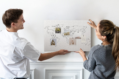 Bacheca in sughero mappa del mondo da colorare e personalizzare