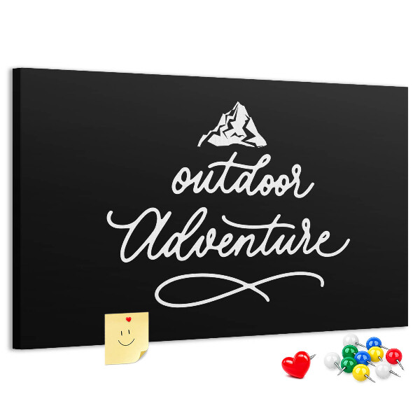 Bacheca in sughero con design avventure in montagna