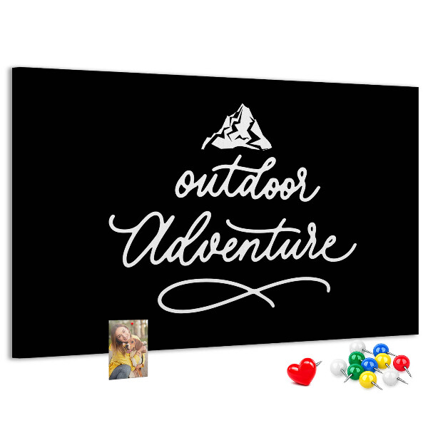 Bacheca in sughero con design avventure in montagna
