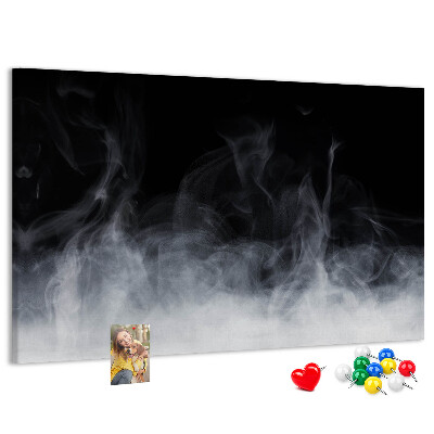 Bacheca in sughero danza sensuale della nebbia su sfondo nero
