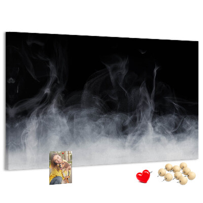 Bacheca in sughero danza sensuale della nebbia su sfondo nero