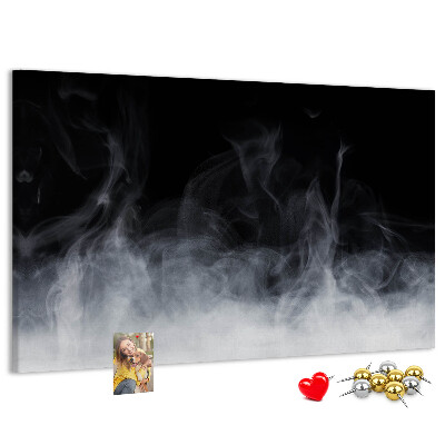 Bacheca in sughero danza sensuale della nebbia su sfondo nero