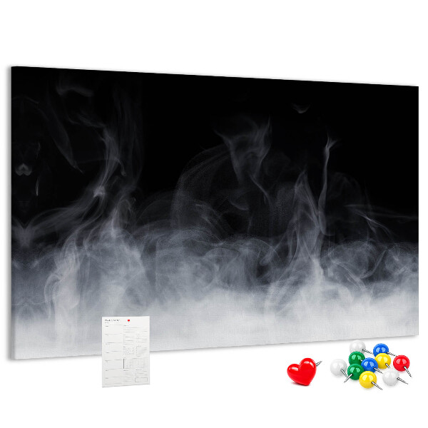 Bacheca in sughero danza sensuale della nebbia su sfondo nero