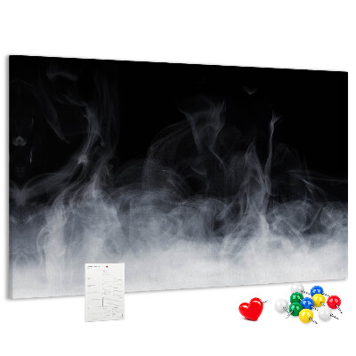 Bacheca in sughero danza sensuale della nebbia su sfondo nero