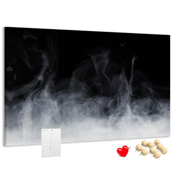 Bacheca in sughero danza sensuale della nebbia su sfondo nero