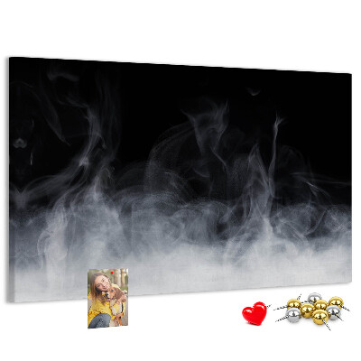Bacheca in sughero danza sensuale della nebbia su sfondo nero