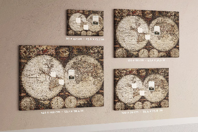Bacheca in sughero mappa del mondo antico con dettagli geografici