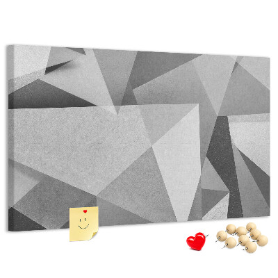 Lavagna di sughero con stampa di forme geometriche astratte grigie e nere