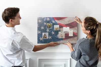 Bacheca in sughero con design a bandiera americana