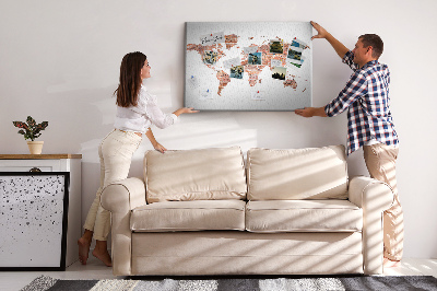 Lavagna di sughero mappa del mondo in stile mattone
