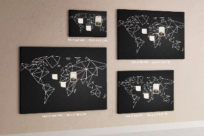 Bacheca in sughero con stampa la geometria del mondo in contorni bianchi