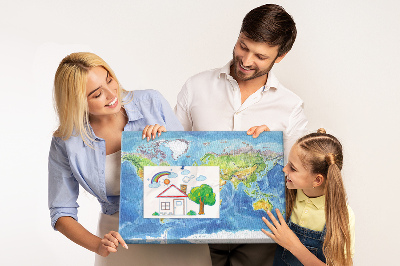 Lavagna di sughero mappa del mondo in colori pastello