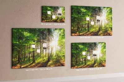 Bacheca in sughero decorata con motivo foresta verde