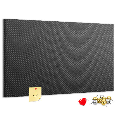 Bacheca in sughero con rivestimento in tessuto nero a motivo scacchiera