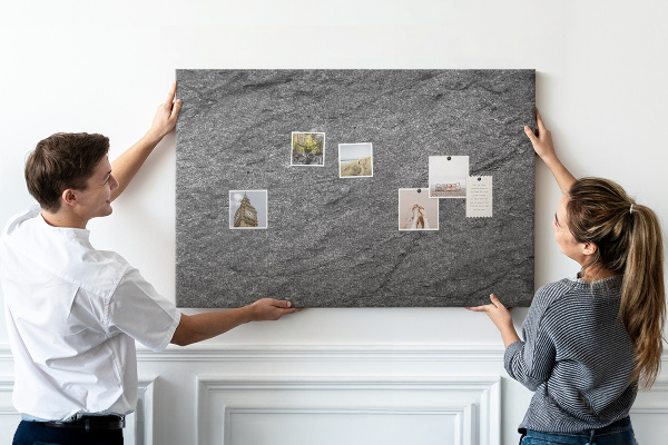 Lavagna di sughero con texture effetto pietra in varie tonalità di grigio