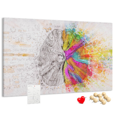 Bacheca in sughero con design a cervello colorato e sfondo creativo