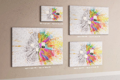 Bacheca in sughero con design a cervello colorato e sfondo creativo