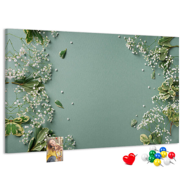 Lavagna di sughero motivo floreale su sfondo verde