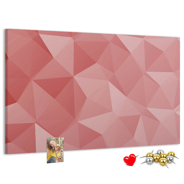 Lavagna di sughero con fantasia geometrica nelle tonalità del rosa e del beige