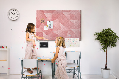 Lavagna di sughero con fantasia geometrica nelle tonalità del rosa e del beige