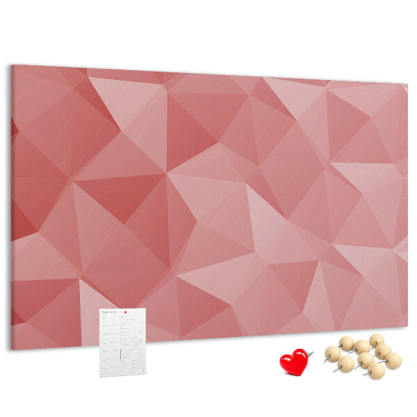 Lavagna di sughero con fantasia geometrica nelle tonalità del rosa e del beige